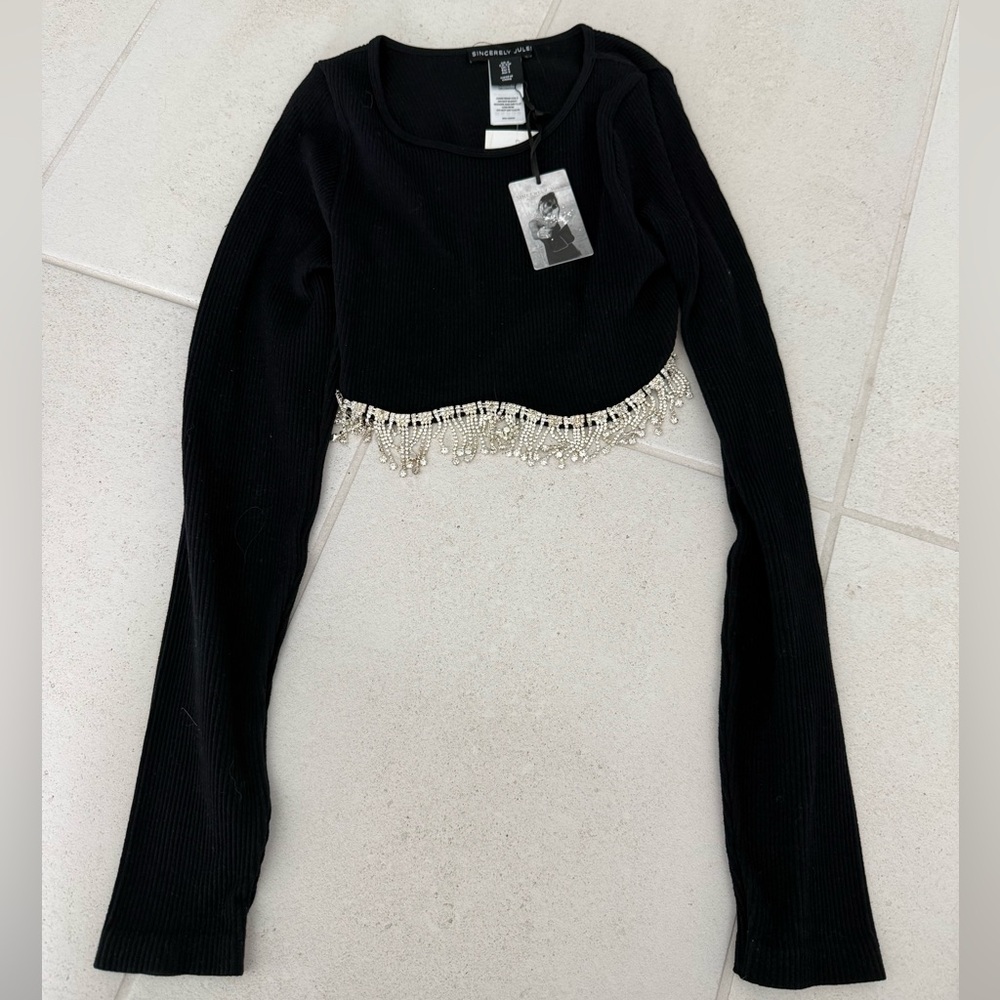 Crop Top with Beaded Fringe